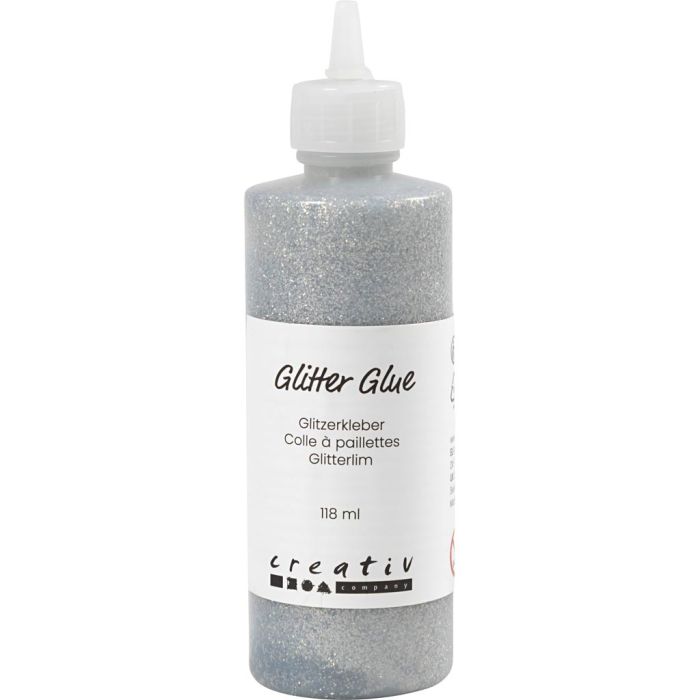 Glitter Glue, silver, 118 ml/ 1 bottle