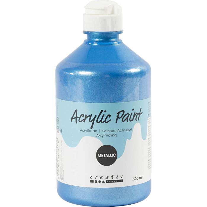 Metallic Acrylic Paint, blue, 500 ml/ 1 bottle