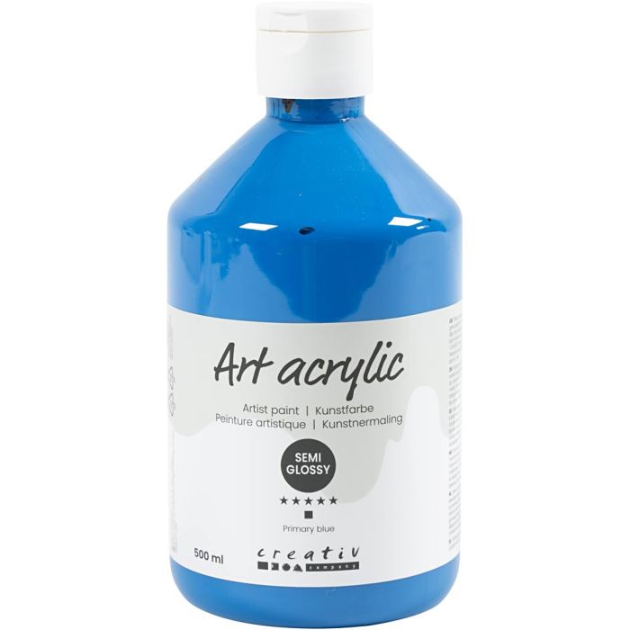 Art Acrylic, semi-glossy, opaque, primary blue, 500 ml/ 1 bottle