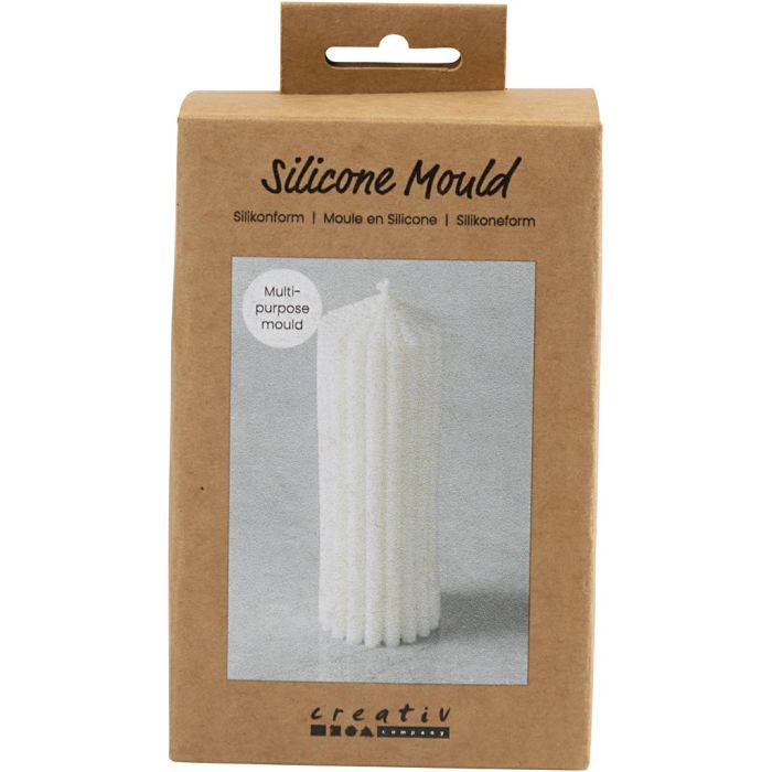 Silicone Mould, Ribbed cylinder, H: 12 cm, dia. 4 cm, 1 pc/ 1 pack