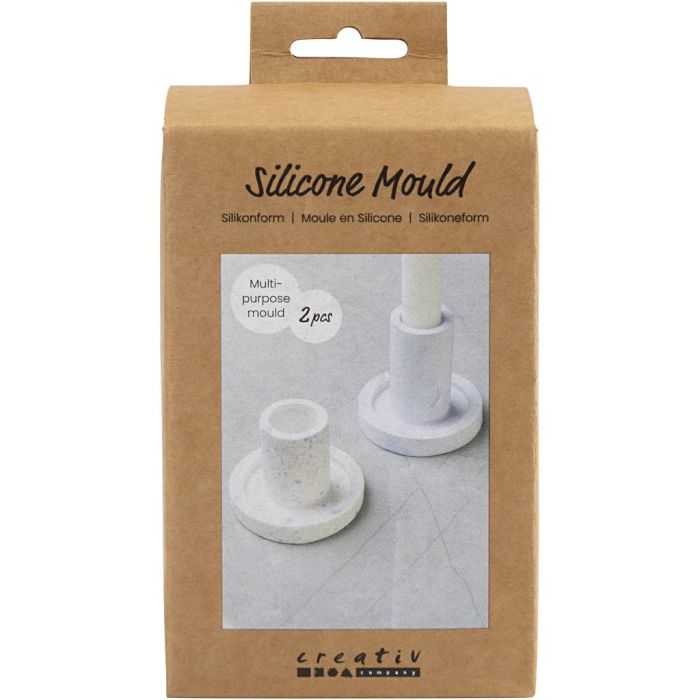 Silicone Mould, Candle Light Holder, H: 6,5+7,5 cm, dia. 7,3 cm, 2 pc/ 1 pack