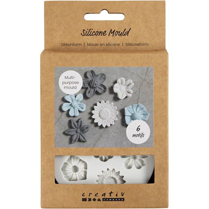 Silicone Mould, Flower, H: 0,5 cm, L: 1,5-2,5 cm, 1 pc