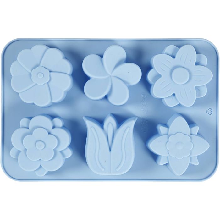 Silicone Mould, flowers, H: 2,6 cm, L: 6 cm, W: 7,5 cm, 75 ml, 1 pc
