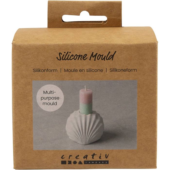 Silicone Mould, Shell candle holder, H: 5,5 cm, L: 6,8 cm, W: 5,5 cm, 1 pc