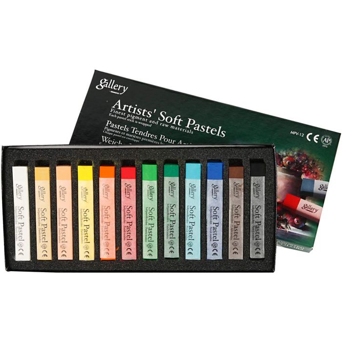 Gallery Soft Pastel Set, L: 6,5 cm, thickness 10 mm, assorted colours, 12 pc/ 1 pack