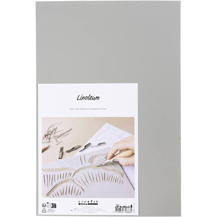 Linoleum, size 20x30 cm, thickness 3 mm, grey, 2 pc/ 1 pack