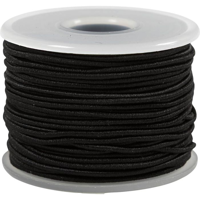 Elastic Cord, thickness 1 mm, black, 25 m/ 1 roll