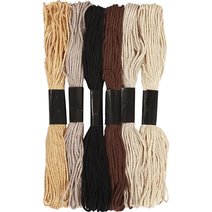 Embroidery Thread, thickness 1 mm, natural, 6 bundle/ 1 pack