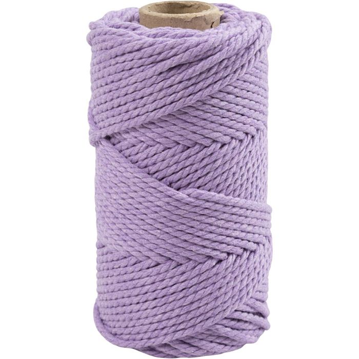 Macramé cord, L: 55 m, dia. 4 mm, purple, 330 g/ 1 roll