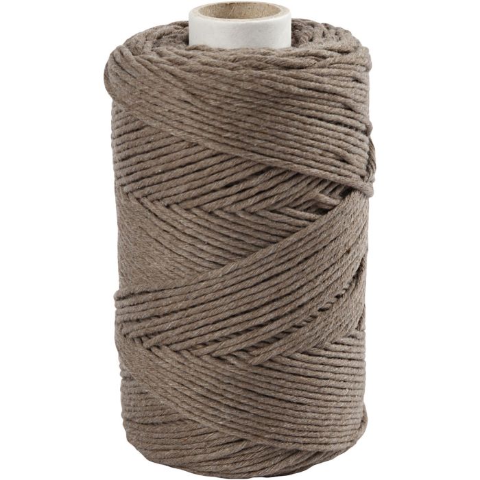 Macramé Cord, L: 198 m, dia. 2 mm, light brown, 330 g/ 1 roll