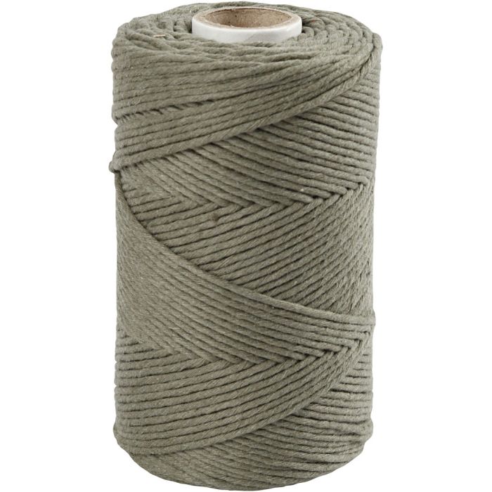 Macramé Cord, L: 198 m, dia. 2 mm, moss green, 330 g/ 1 roll