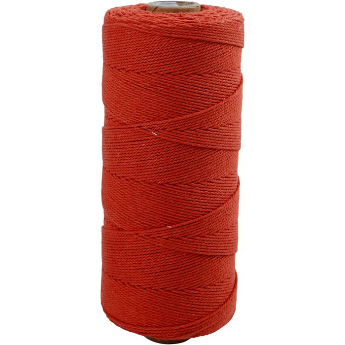 Macramé cord, L: 315 m, thickness 1 mm, Thin quality 12/12, red, 220 g/ 1 ball
