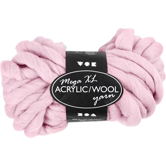 Chunky Yarn of Acrylic/Wool, L: 15 m, size mega, rose, 300 g/ 1 ball