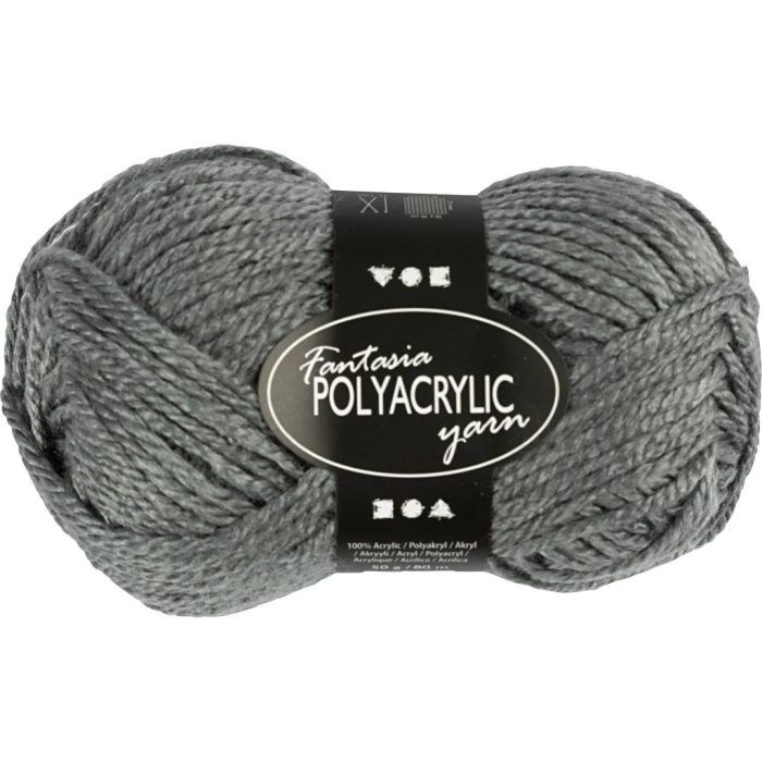 Fantasia Acrylic Yarn, L: 80 m, needle 4,5-5, grey, 50 g/ 1 ball