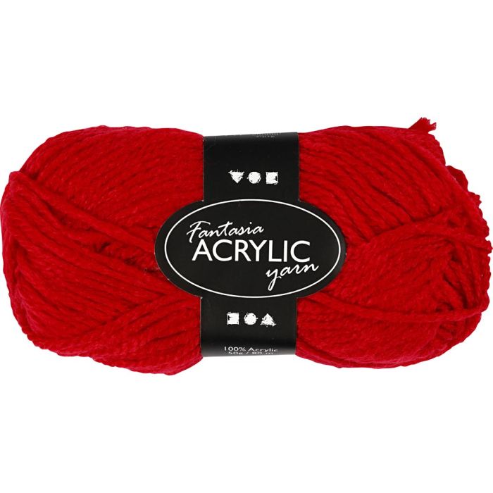 Fantasia Acrylic Yarn, L: 80 m, needle 4,5-5, red, 50 g/ 1 ball