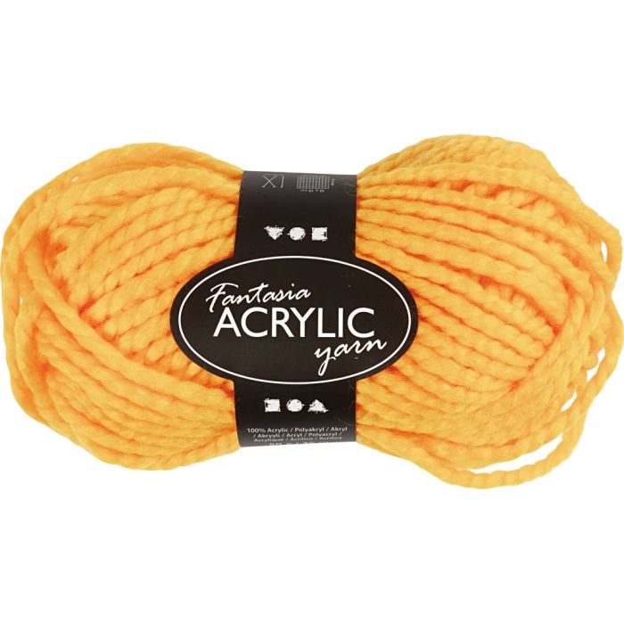 Fantasia Acrylic Yarn, L: 35 m, needle 9-10, yellow, 50 g/ 1 ball