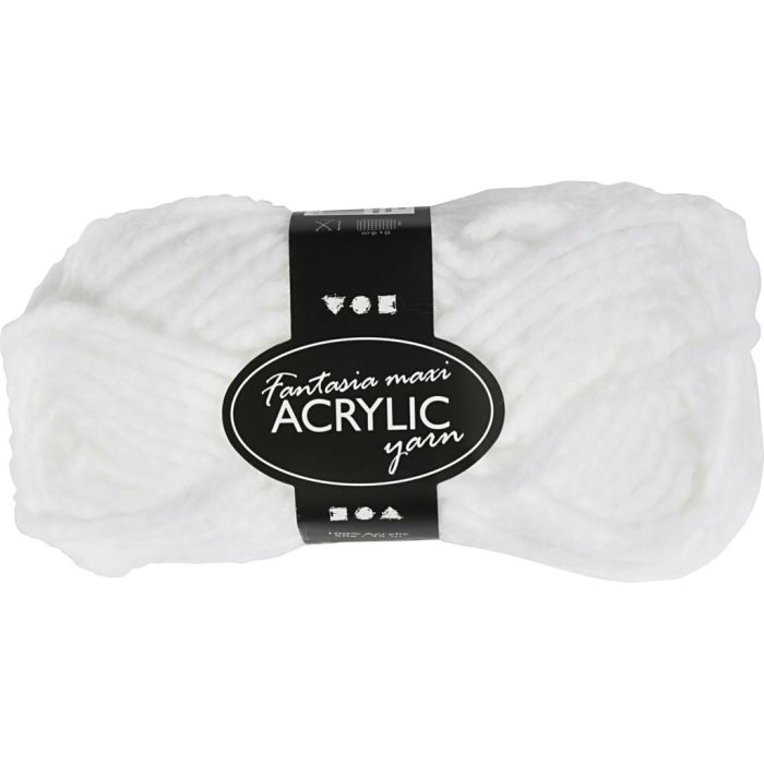 Fantasia Acrylic Yarn, L: 35 m, needle 9-10, white, 50 g/ 1 ball