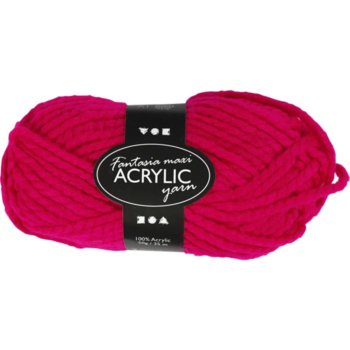 Fantasia Acrylic Yarn, L: 35 m, needle 9-10, fuchsia, 50 g/ 1 ball