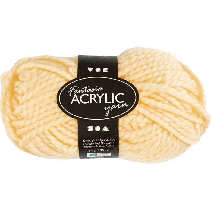 Fantasia Acrylic Yarn, L: 35 m, needle 9-10, light yellow, 50 g/ 1 ball