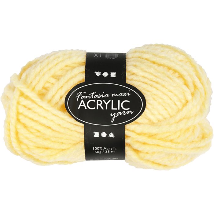 Fantasia Acrylic Yarn, L: 35 m, Maxi, light yellow, 50 g/ 1 ball