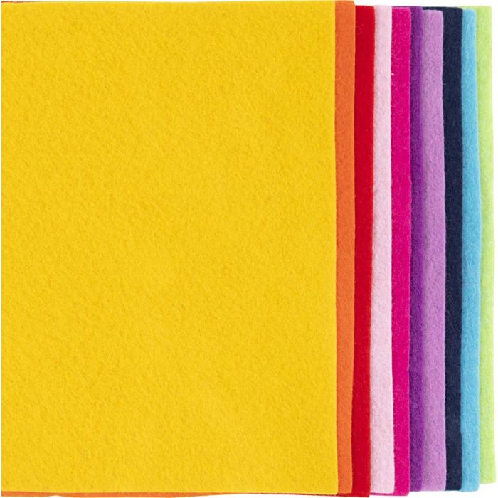 Craft Felt, A4, sheet 210x297 mm, thickness 2 mm, colorful, 10 sheet/ 1 pack