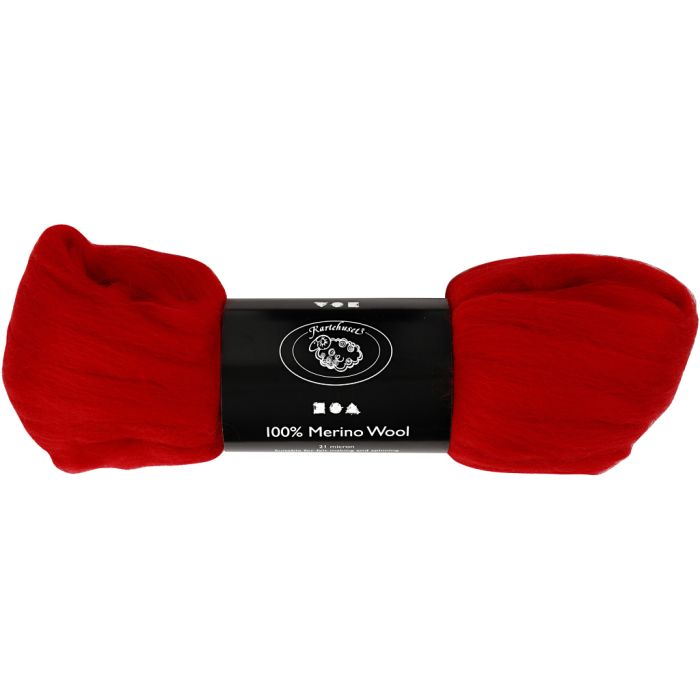 Merino Wool, thickness 21 my, christmas red, 100 g/ 1 pack