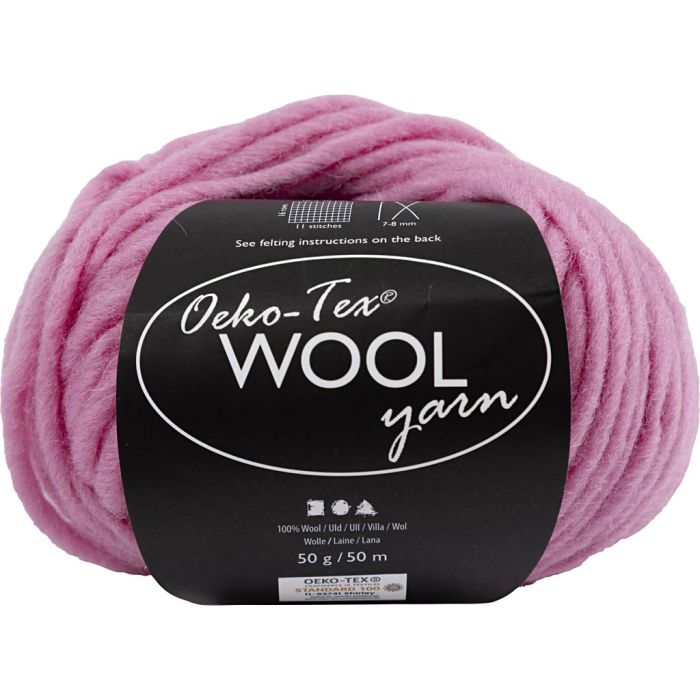 Wool yarn, L: 50 m, needle 8-9, light pink, 50 g/ 1 ball