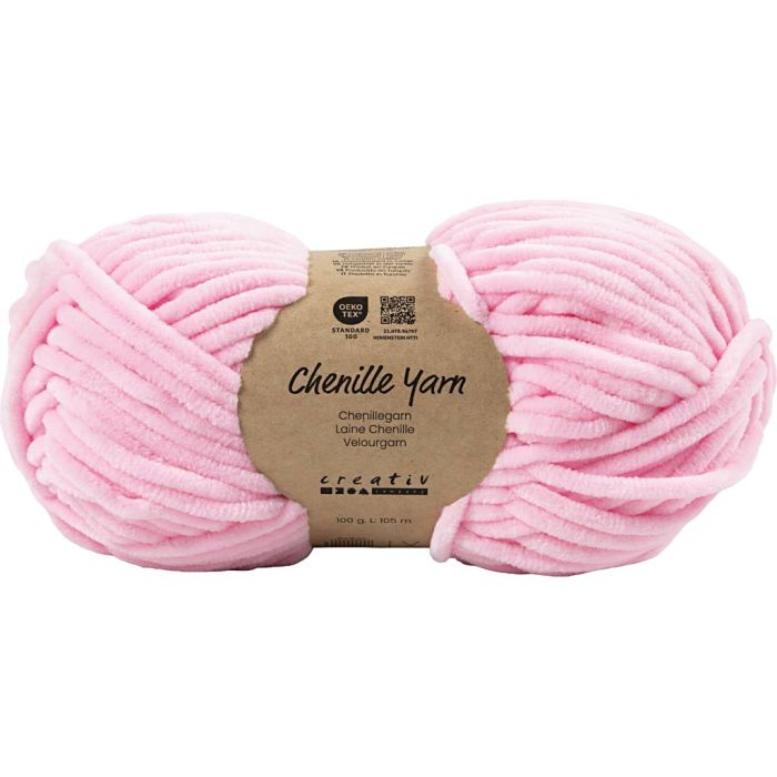 Chenille Yarn, L: 105 m, needle 5-6, light pink, 100 g/ 1 ball