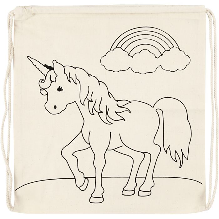 Gym Bag, unicorns, size 37x41 cm, 110 g, light natural, 1 pc