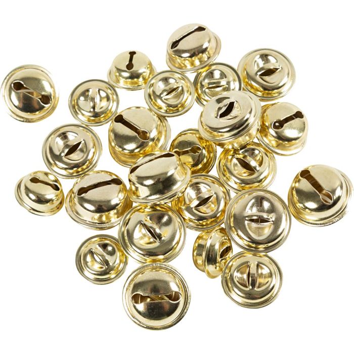 Bells, size 13+15+17 mm, metallic colours, 24 pc/ 1 pack