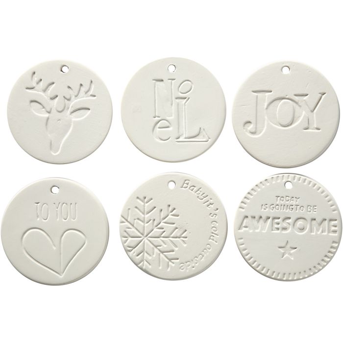 Hanging Ornaments, size 7x7 cm, thickness 0,6 cm, white, 24 pc/ 1 pack