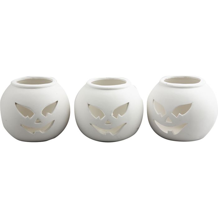 Tea Light Candle Holder, Pumpkin, size 9x9x7,5 cm, white, 12 pc/ 1 pack