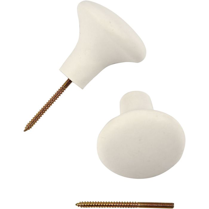 Hook, H: 5,1 cm, dia. 5,4 cm, white, 4 pc/ 1 pack