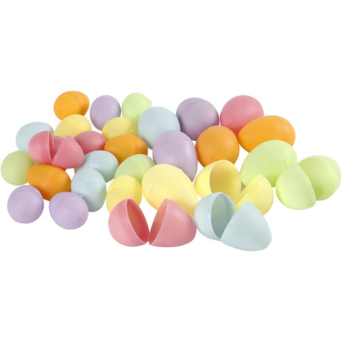 Eggs, H: 4,5+6 cm, dia. 3+4 cm, pastel colours, 180 pc/ 1 pack