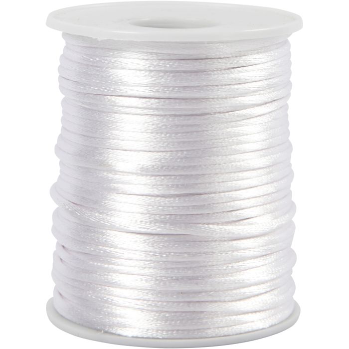 Satin Cord, thickness 2 mm, white, 50 m/ 1 roll