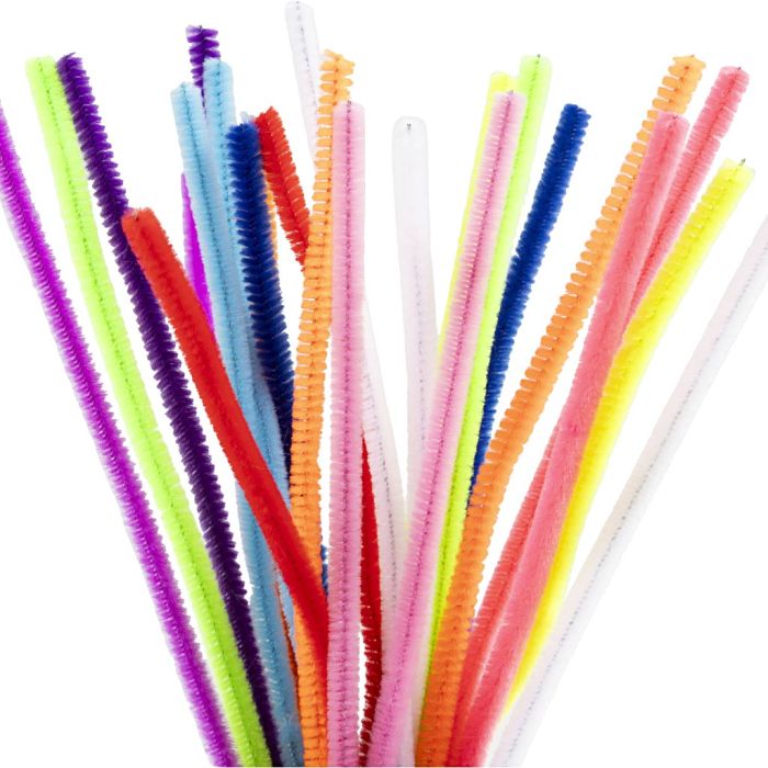 Chenille, L: 30 cm, thickness 6 mm, colorful, 25 asstd./ 1 pack