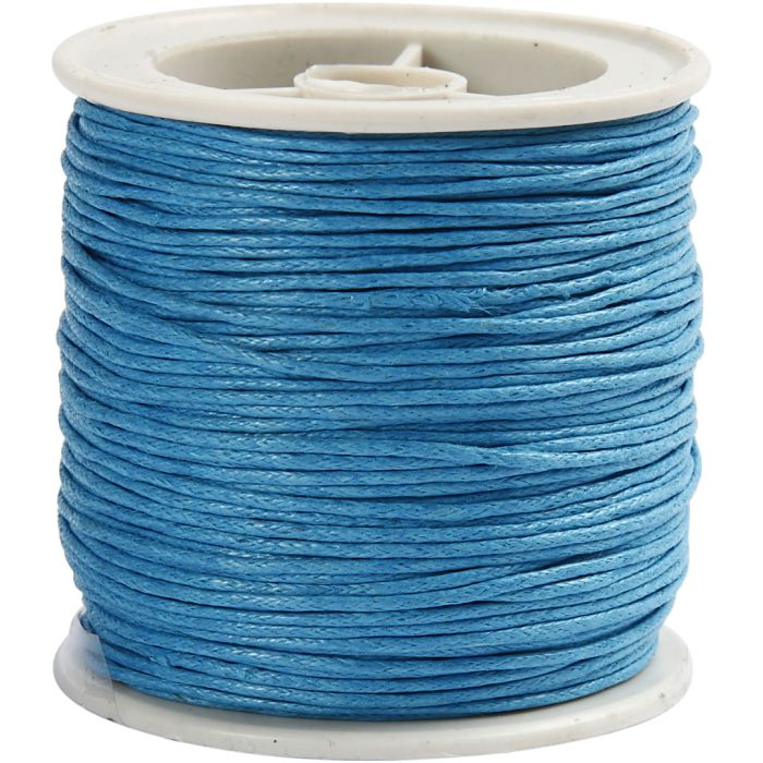 Cotton Cord, thickness 1 mm, waxed, turquoise, 40 m/ 1 roll