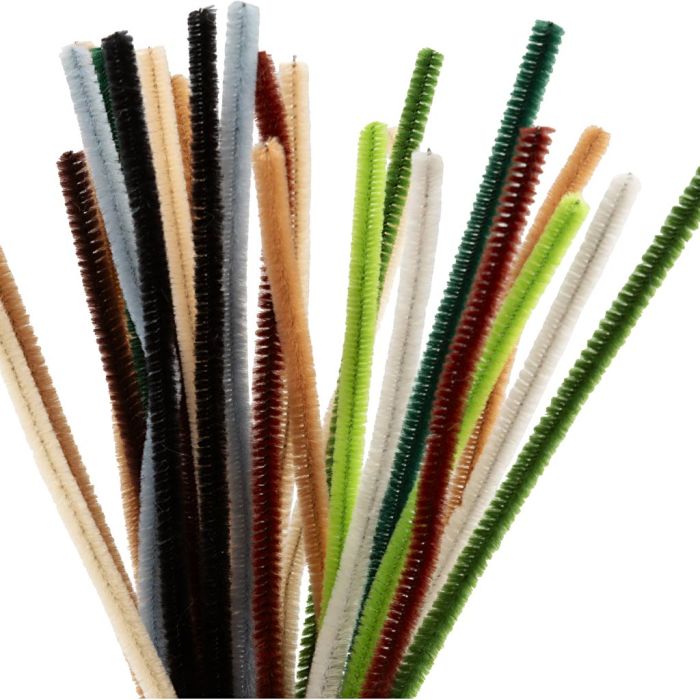 Chenille, L: 30 cm, thickness 6 mm, natural, 25 pc/ 1 pack