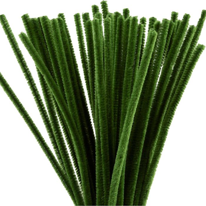 Chenille, L: 30 cm, thickness 6 mm, fir green, 50 pc/ 1 pack