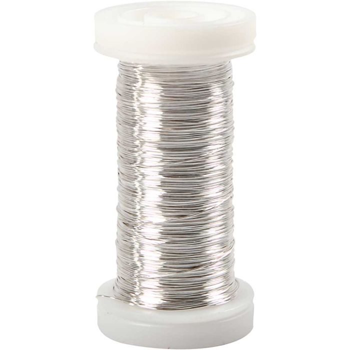 Silver-plated Wire, thickness 0,3 mm, silver-plated, 50 g, 100 m/ 1 roll