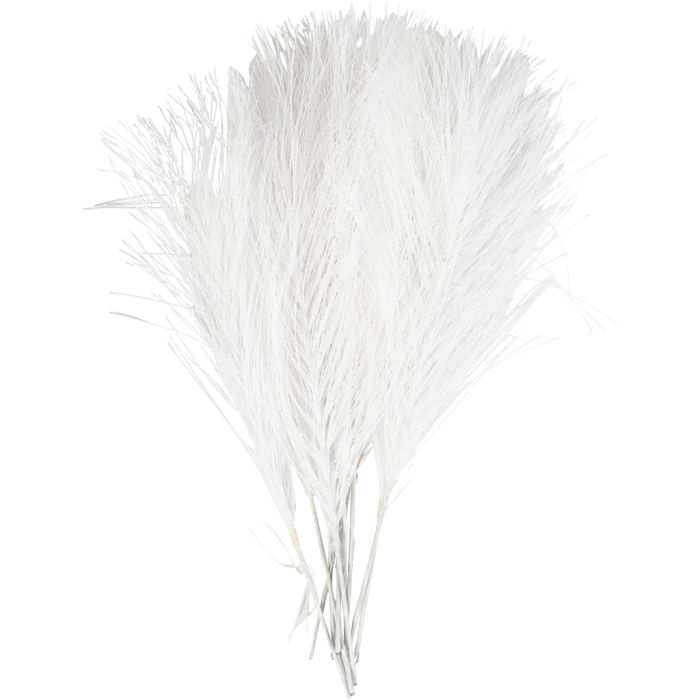 Artificial feathers, L: 15 cm, W: 8 cm, white, 10 pc/ 1 pack