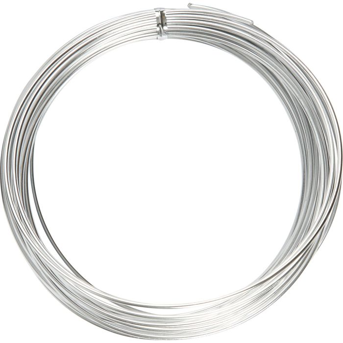 Aluminium Wire, round, thickness 2 mm, silver, 10 m/ 1 roll