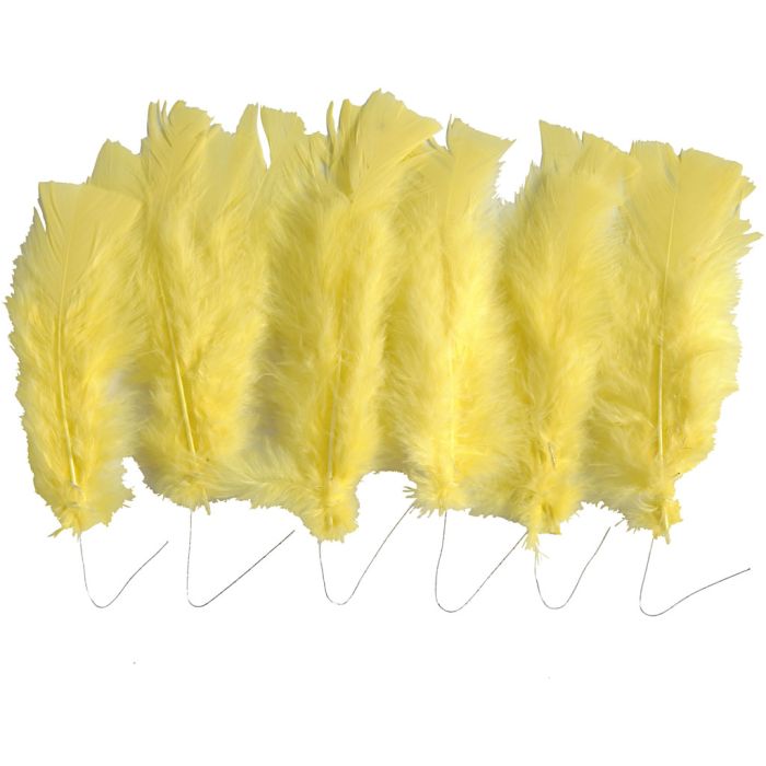 Feathers, size 11-17 cm, yellow, 18 bundle/ 1 pack
