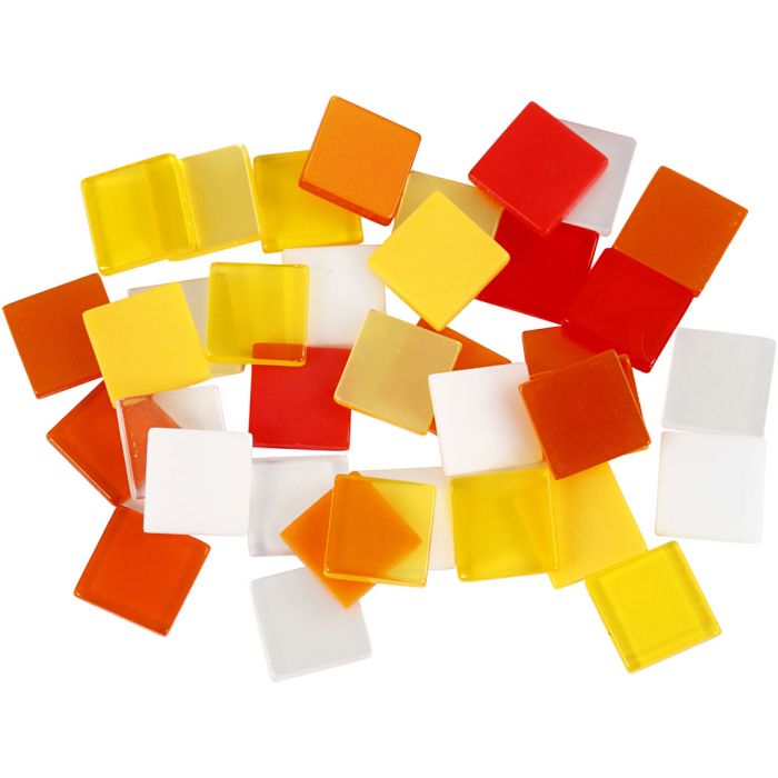 Mini Mosaic, size 10x10 mm, thickness 2 mm, red/orange harmony, 25 g/ 1 pack