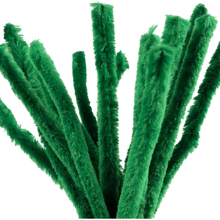 Chenille, L: 30 cm, thickness 15 mm, dark green, 15 pc/ 1 pack