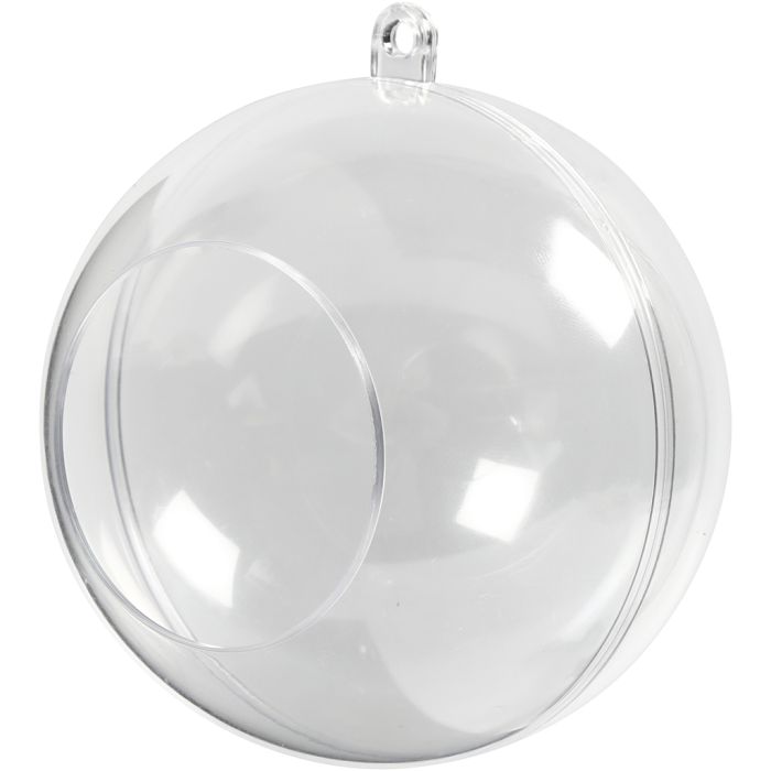 Two-Piece Open Acrylic Bauble, dia. 8 cm, hole size 4,5 cm, 5 pc/ 1 pack