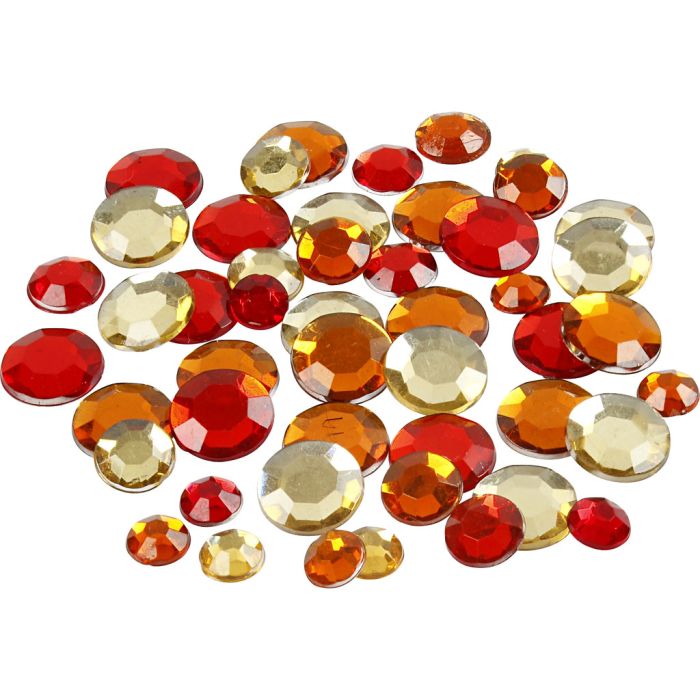 Rhinestones, round, size 6+9+12 mm, red harmony, 360 pc/ 1 pack