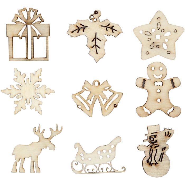 Wooden decorations, christmas, size 28 mm, 45 pc/ 1 pack