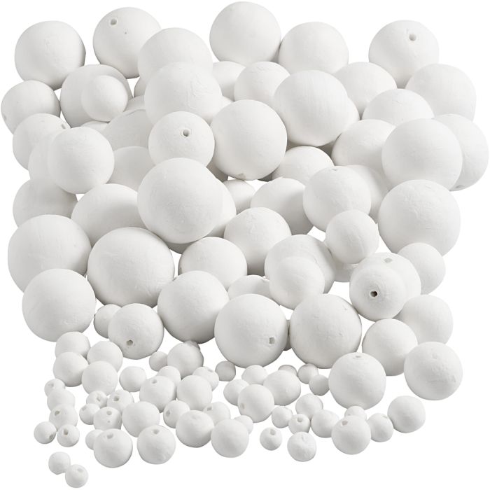 Compressed Cotton Balls, dia. 12+15+20+30+40+50 mm, white, 240 pc/ 1 pack