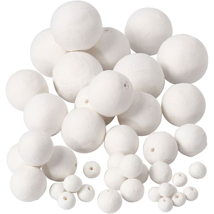 Compressed Cotton Balls, dia. 12+15+20+30+40+50 mm, white, 42 pc/ 1 pack